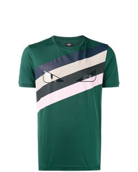 T-shirt girocollo stampata verde scuro di Fendi