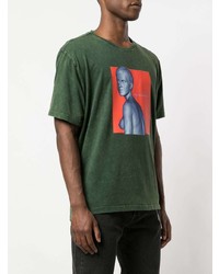 T-shirt girocollo stampata verde scuro di Rochambeau