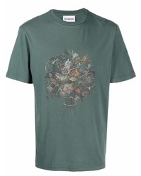 T-shirt girocollo stampata verde scuro di Han Kjobenhavn