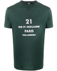 T-shirt girocollo stampata verde scuro di Karl Lagerfeld