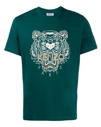 T-shirt girocollo stampata verde scuro di Kenzo