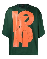 T-shirt girocollo stampata verde scuro di Kolor