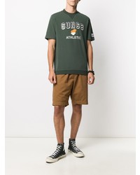 T-shirt girocollo stampata verde scuro di Sun 68
