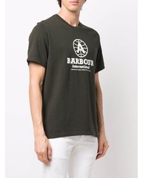 T-shirt girocollo stampata verde scuro di Barbour