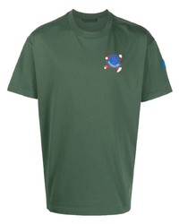 T-shirt girocollo stampata verde scuro di Moncler