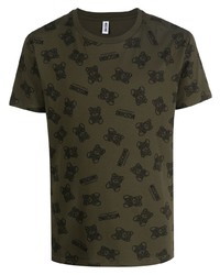 T-shirt girocollo stampata verde scuro di Moschino