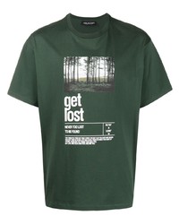 T-shirt girocollo stampata verde scuro di Neil Barrett