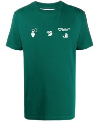 T-shirt girocollo stampata verde scuro di Off-White