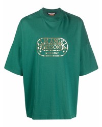 T-shirt girocollo stampata verde scuro di Palm Angels