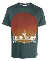 T-shirt girocollo stampata verde scuro di Stone Island