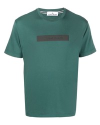 T-shirt girocollo stampata verde scuro di Stone Island