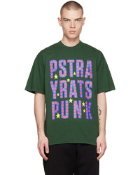 T-shirt girocollo stampata verde scuro di Stray Rats
