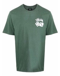 T-shirt girocollo stampata verde scuro di Stussy