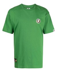 T-shirt girocollo stampata verde di AAPE BY A BATHING APE
