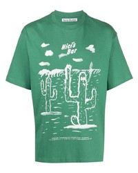 T-shirt girocollo stampata verde di Acne Studios