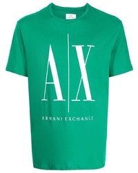 T-shirt girocollo stampata verde di Armani Exchange