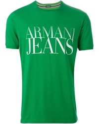 T-shirt girocollo stampata verde di Armani Jeans