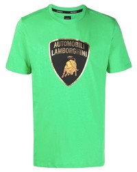 T-shirt girocollo stampata verde di Automobili Lamborghini