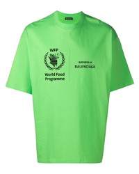 T-shirt girocollo stampata verde di Balenciaga