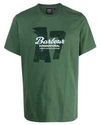 T-shirt girocollo stampata verde di Barbour