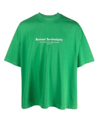 T-shirt girocollo stampata verde di Bonsai