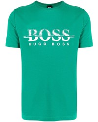 T-shirt girocollo stampata verde di BOSS
