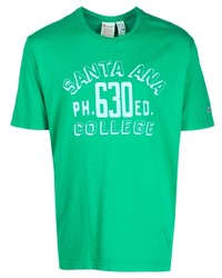 T-shirt girocollo stampata verde di Champion