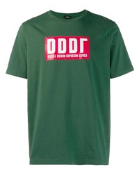 T-shirt girocollo stampata verde di Diesel