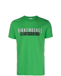 T-shirt girocollo stampata verde di Dirk Bikkembergs
