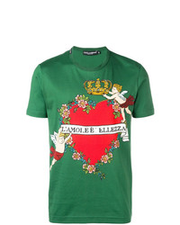 T-shirt girocollo stampata verde di Dolce & Gabbana