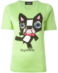 T-shirt girocollo stampata verde di DSquared