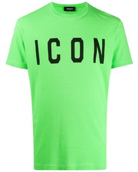 T-shirt girocollo stampata verde di DSQUARED2