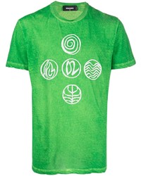 T-shirt girocollo stampata verde di DSQUARED2