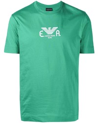 T-shirt girocollo stampata verde di Emporio Armani