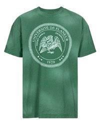 T-shirt girocollo stampata verde di Flaneur Homme