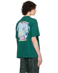 T-shirt girocollo stampata verde di Brain Dead