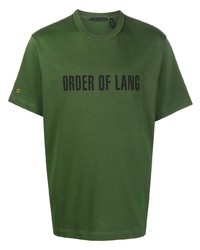 T-shirt girocollo stampata verde di Helmut Lang