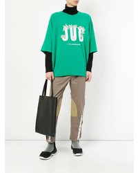 T-shirt girocollo stampata verde di John Undercover