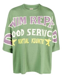 T-shirt girocollo stampata verde di KAPITAL
