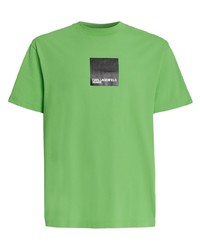 T-shirt girocollo stampata verde di KARL LAGERFELD JEANS