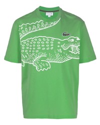 T-shirt girocollo stampata verde di Lacoste