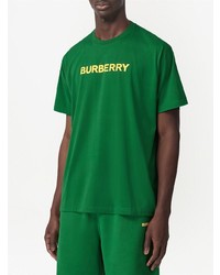 T-shirt girocollo stampata verde di Burberry