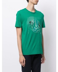 T-shirt girocollo stampata verde di BOSS