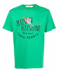 T-shirt girocollo stampata verde di MAISON KITSUNÉ