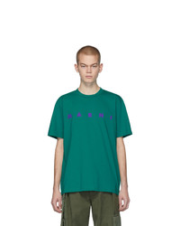T-shirt girocollo stampata verde di Marni