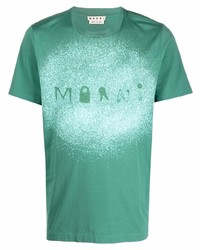 T-shirt girocollo stampata verde di Marni