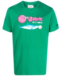 T-shirt girocollo stampata verde di MC2 Saint Barth