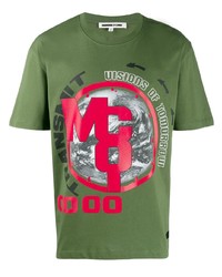 T-shirt girocollo stampata verde di McQ Alexander McQueen