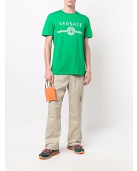 T-shirt girocollo stampata verde di Versace
