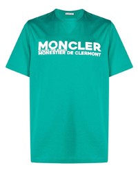 T-shirt girocollo stampata verde di Moncler